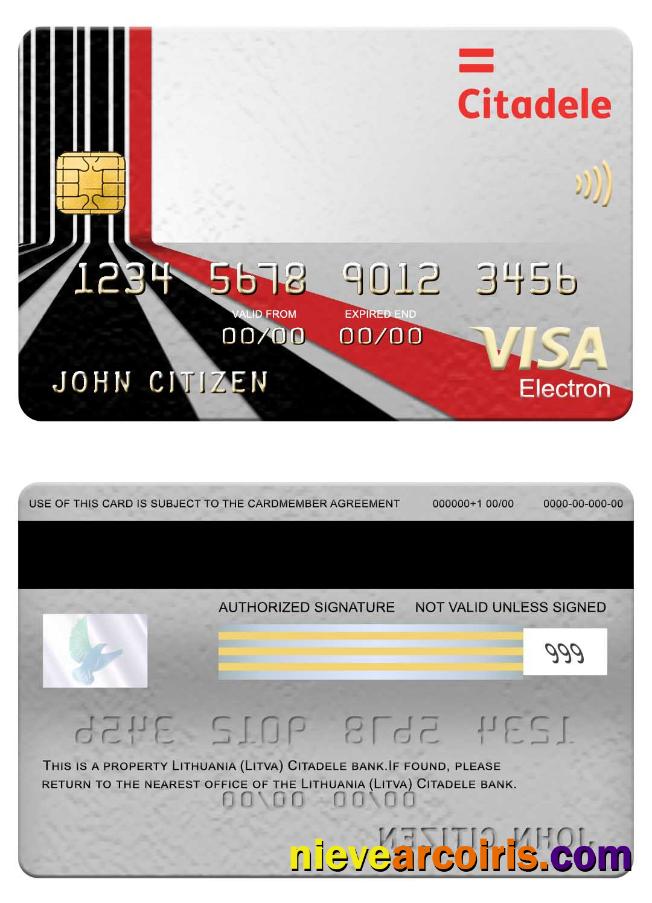 Lithuania (Litva) Citadele bank visa electron card